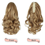 Ponytail Extension, Clip on Ponytails for Women, 12" Claw Clip in Short Curly Wavy Pony Hair Extension for Women - Blonde