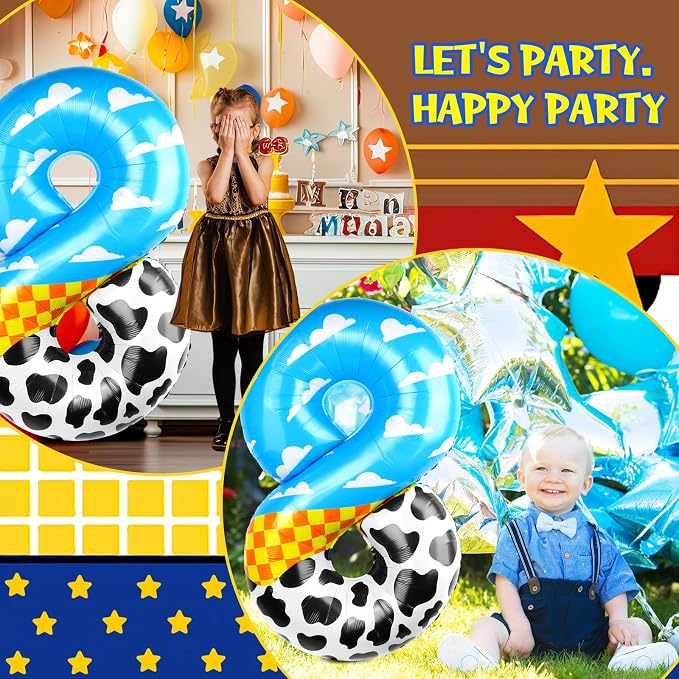 40 Inch 8 Number Balloon Blue Clouds Cartoon Story Balloons Toy Inspired Story - Image 7