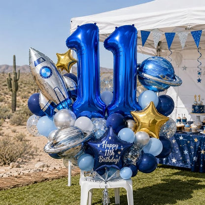 11 Balloon Number Birthday, Giant Navy Blue Number 1 & 1 Helium Foil Balloon - Image 4