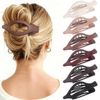 Flat Hair Clips for Women - 6 PCS French Flat Claw Clips Medium Hair Clips for Girls Large Hair Claw Clips for Thick or Thin Hair Strong Hold No Slip Hair Accessories for women (Brown Scarlet)