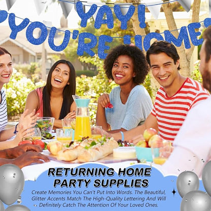 Fulmoon Pre Strung Yay You're Home Banner Glitter Welcome Home Party - Image 7