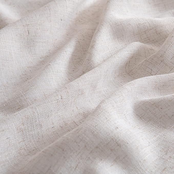 MIULEE Natural White Linen Curtains 52x54 Inch Length 2 Panels - Image 4