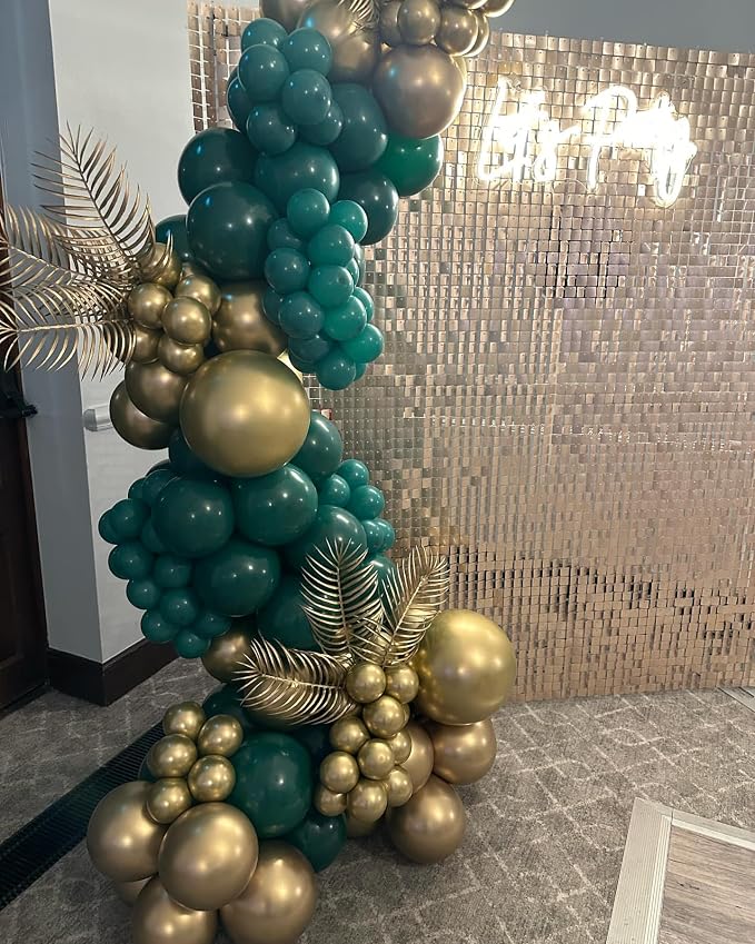 201Pcs Green and Gold Balloon Arch Kit, Explosion Star Emerald Dark Green - Image 7