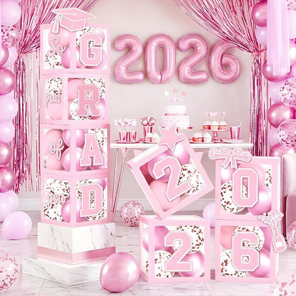 2026 Graduation Balloon Boxes Decorations – Clear Balloon Box Stack by Kreyfer