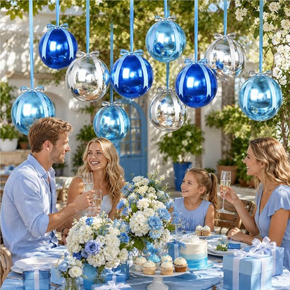 Blue and Silver Round Foil Balloons - Image 7