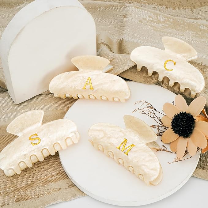 Personalized Birthday Gifts for Daughter,Initial Cute Hair Clips Hair Claws for Women Friends Female Friendship Girlfriend Wife Gifts Idea - Gold,D