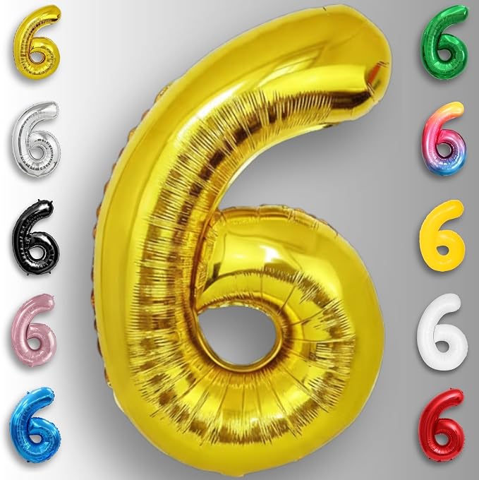 Gold Number Balloon 6 Mylar Foil Balloons 16 inch - Image 2