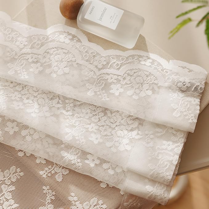 Anmao Vintage Lace Curtains 84 Inches Long 2 Panels Set, Romantic Elegant Light - Image 8