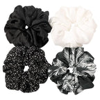 Scrunchies Hair Ties for Women - Big Silk Satin Scrunchie Exra Large Jumbo Gaint Oversized Pact of 4 Scrunchy for Curl Thick Hair Ligas Para el Cabello De Mujer Decoration Hair Accessories Gift