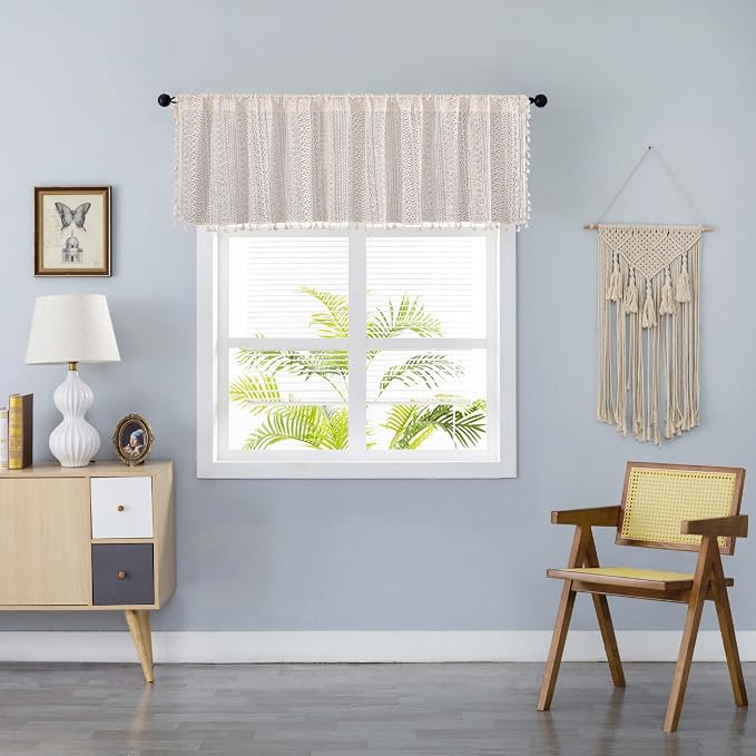 Sutuo Home Beige Boho Lace Short Curtain - Image 2