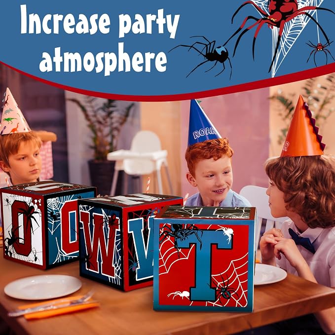 3 Pcs Spider 2nd Birthday Party Decorations Spider Theme Balloon Boxes Two - Image 6