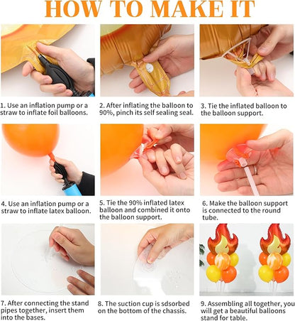 Fire Party Balloon, 2 Sets Fire Balloon Stand Kit on Table Decoration | 2 Fire - Image 4