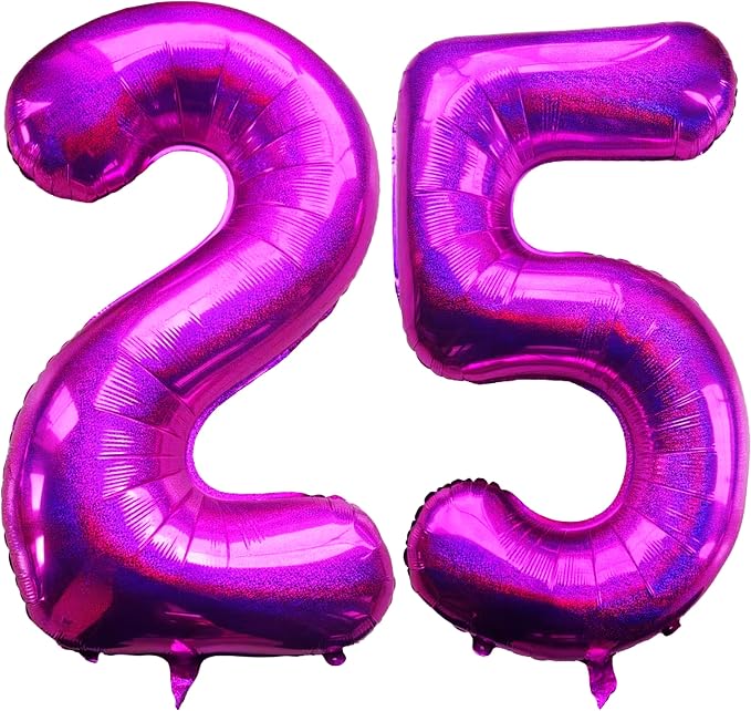 Laser Hot Pink Number 25 Balloons 40 Inch Giant Number Pink 25 Foil Mylar by COLORFULELVES