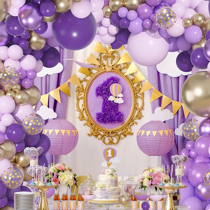 156Pcs Purple Butterfly Balloons Garland Arch Kit Different Size | Dark Purple - Image 5