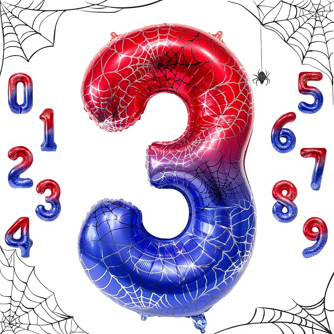 40 Inch Spider Number 3 Foil Balloons by TNCDJKPA