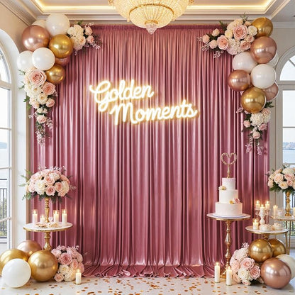 20x10ft Thick Rose Gold Glitter Backdrop Curtain Panels - Image 4