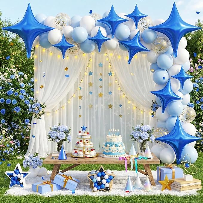 Blue Star Balloons, 26 Inch and 10 Inch Blue Stars Shaped Balloon - Image 5