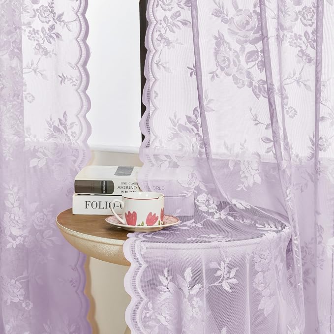 Lilac Purple Lace Curtains - Image 2