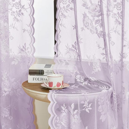 Light Purple Lace Curtains 84 Inches Long 2 Panels - Image 3