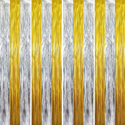 GOER Metallic Tinsel Foil Fringe Curtains Party Photo Backdrop Party Streamers by GOER