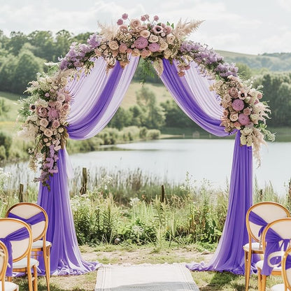 Wedding Arch Draping Fabric Backdrop 3 Panels, Lavender Purple | 28.7"x20FT - Image 7