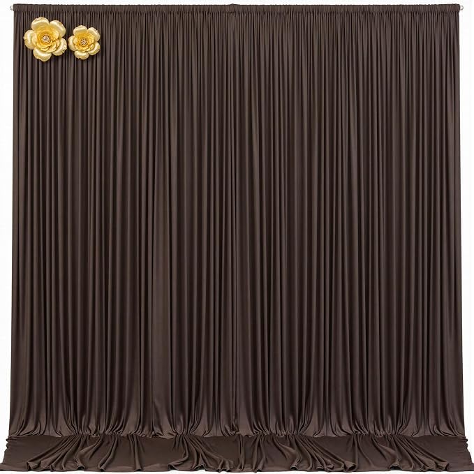 10x12 Brown Backdrop Curtains for Wedding Party Wrinkle Free Backdrops Curtain by Tao-GePartyDecorations