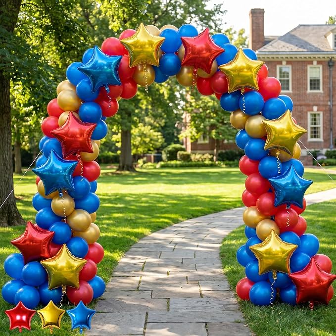 Blue Red Gold Foil Balloons Star 12 Pcs, 18 Inch Large Metallic Royal Blue Red - Image 5