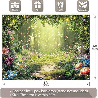 8x6ft Enchanted Forest Photography Backdrop Fairy Garden Banner | Fairytale - Image 3