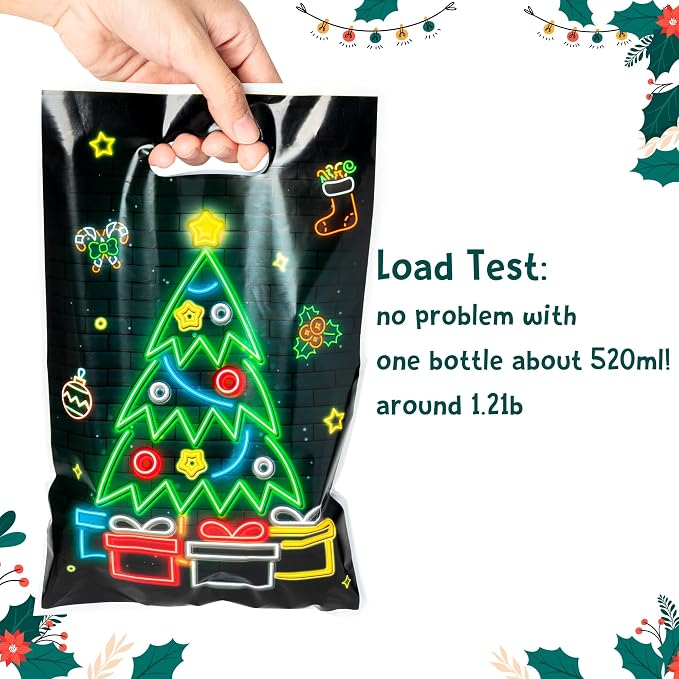 ANGOLIO 50Pcs Christmas Glow in the Dark Favors Bags Print Christmas Tree - Image 6