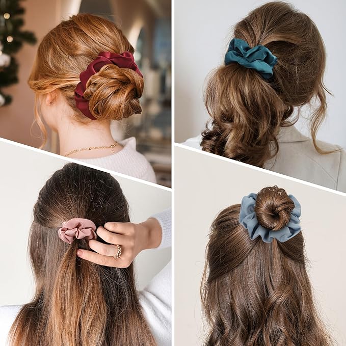 6Pcs Scrunchies for Women, Premium Satin Hair Scrunchies Sleep, All Hair Types, Colorful