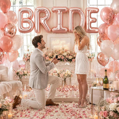 BRIDE Balloons Bachelorette Party Decorations, 16 Inch Rose Gold Bride Letter - Image 7