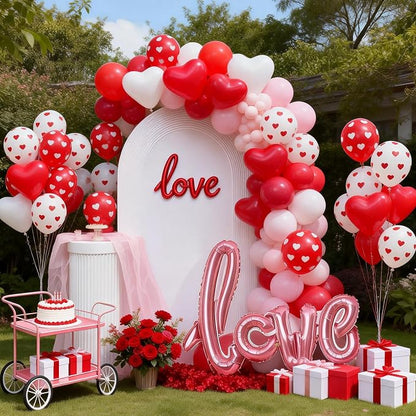 FunHot Valentines Balloons, 12 Inch White Heart Printed Latex Balloons - Image 6