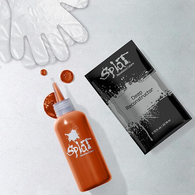 Splat Spicy Copper Semi Permanent Hair Dye Kit with Bleach, 1 Application, Includes Copper Orange Hair Dye, Oxide & Bleach Powder, Vegan & Cruelty Free Hair Color
