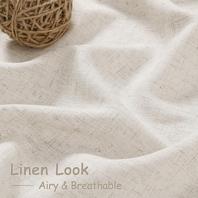 108 Inch Long Curtains for Living Room Pearl White Linen Coastal Decor Light - Image 4