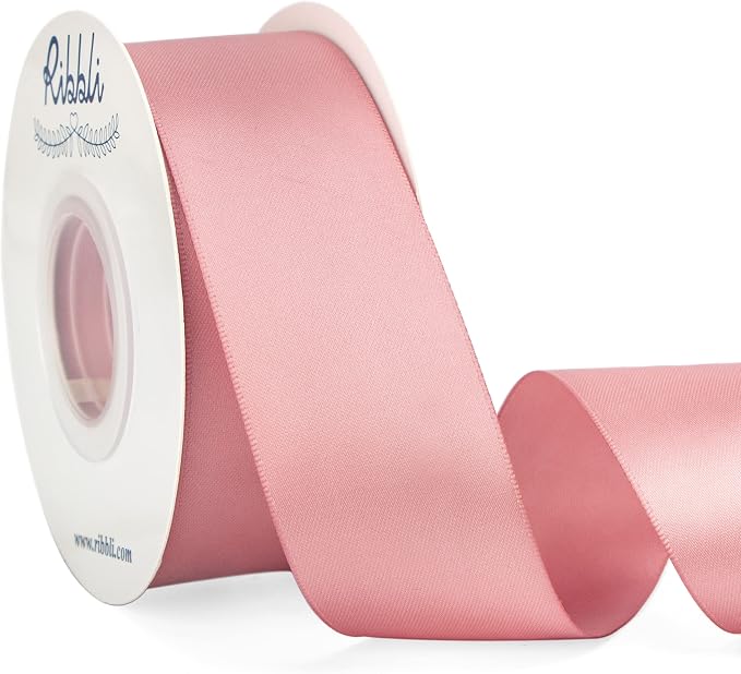 Ribbli Rose Gold Double Faced Satin Ribbon, 1-1/2” x Continuous 25 Yards by Ribbli