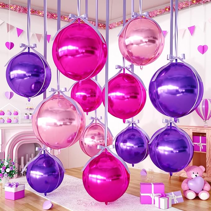 Purple Pink Round Foil Balloons by FEYG