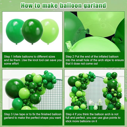 YMSZ Green Balloon Garland Arch Kit, Different Size, Dark Green Latex Balloons - Image 3