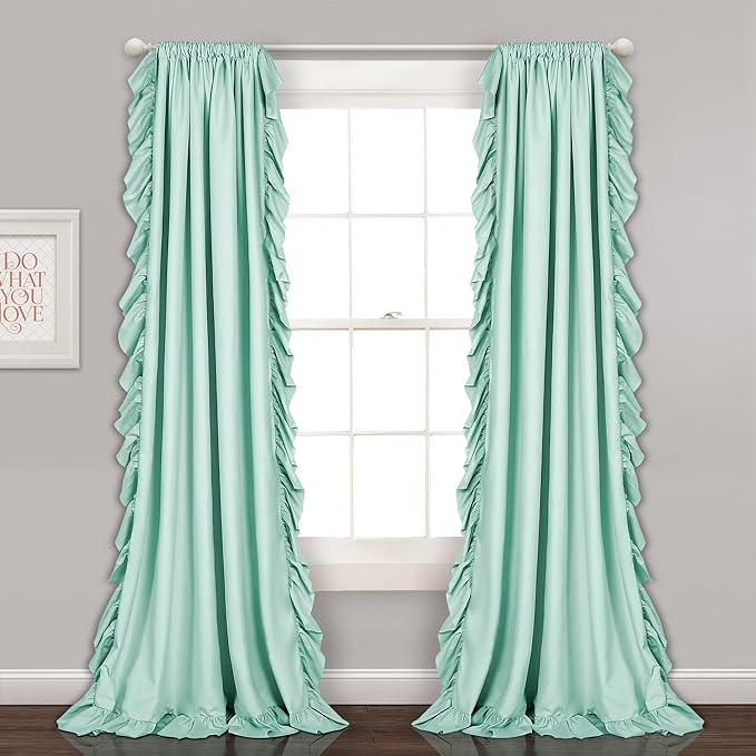 Lush Decor Reyna Ruffle Window Curtain Panel Set, Light Blue by LushDecor