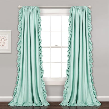 Lush Decor Reyna Ruffle Window Curtain Panel Set, Light Blue by LushDecor