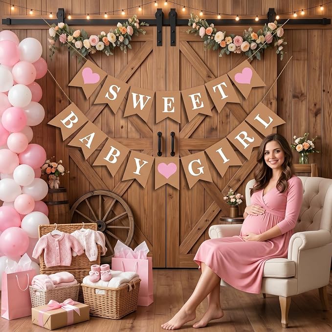 Sweet Baby Girl Banner, Paper Baby Shower Banner - Image 7