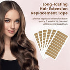 MIILYE Hair Extension Replacement Tape 100 Tabs with Remover, Double Sided, 6+ Weeks Hold Time, No Residue, Tape-ins-Extension Reinstallation
