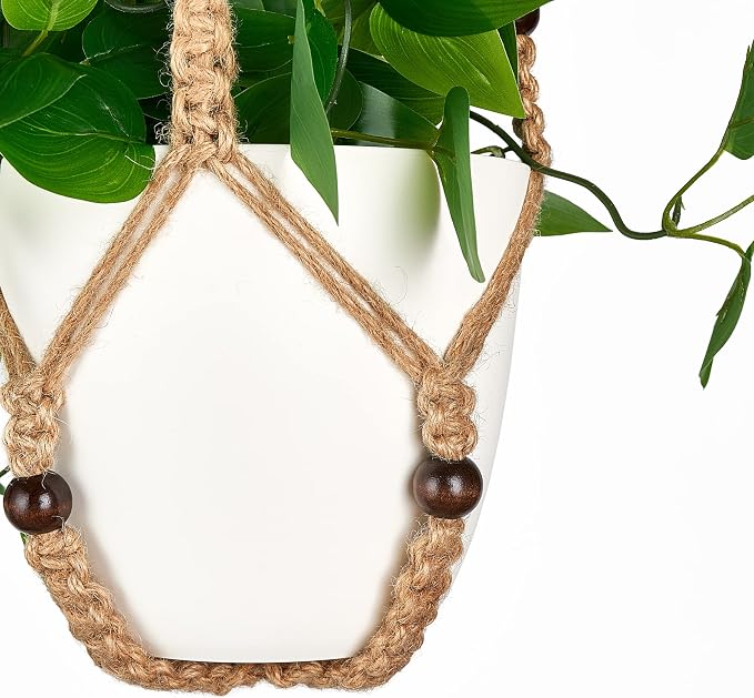 Mkono Fake Hanging Plant, Macrame Hanger - Image 6
