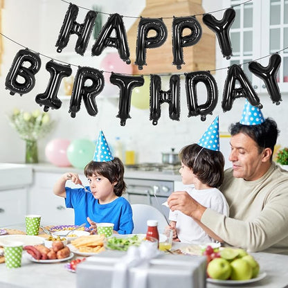 65 Pcs Black Happy Birthday Balloons, 2 Sets A-Z Black Letters Foil Balloons - Image 4