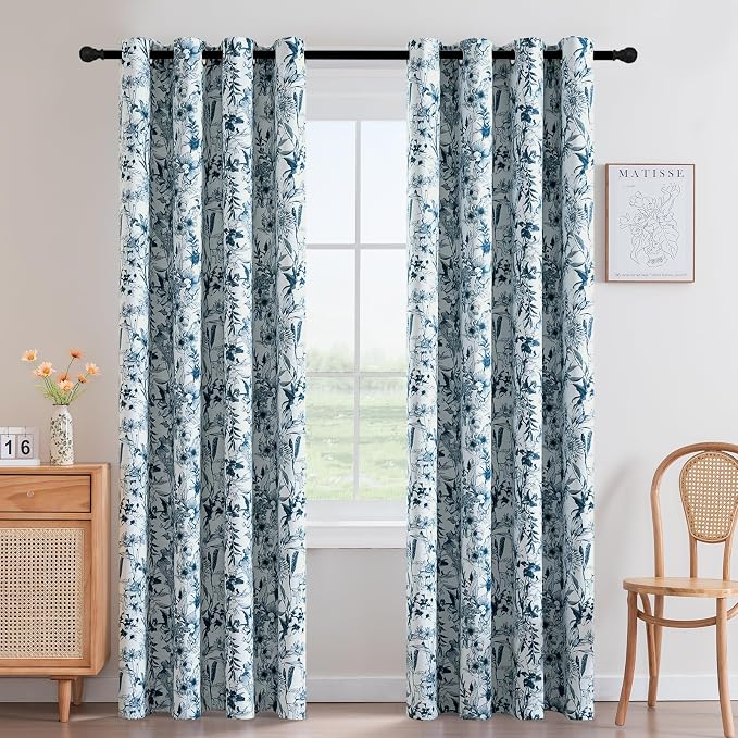 H.VERSAILTEX Blackout Curtains 84 Inch Length 2 Panels Set Floral Print Curtain by HVERSAILTEX