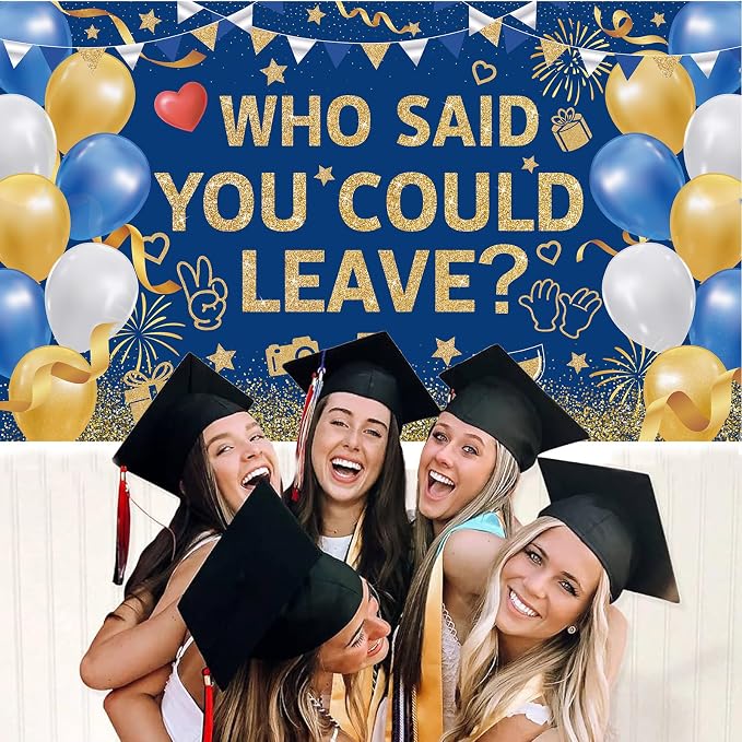 Blue Gold Who Said You Could Leave Backdrop Banner Photography Background - Image 3
