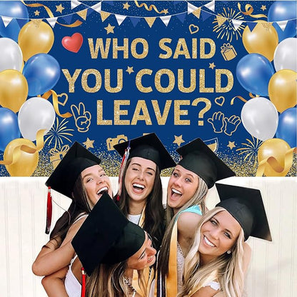 Blue Gold Who Said You Could Leave Backdrop Banner Photography Background - Image 3