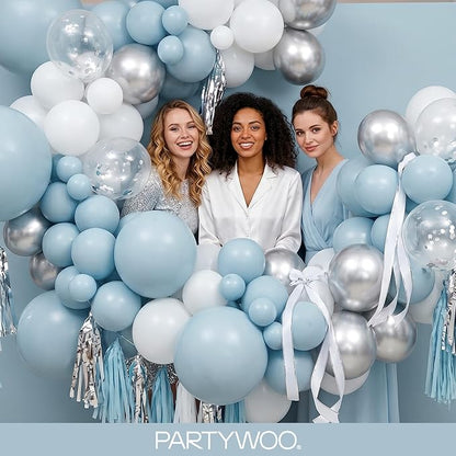 PartyWoo Dusty Blue Balloons 152pcs Different Sizes of 18 12 10 5 Inch Light - Image 5