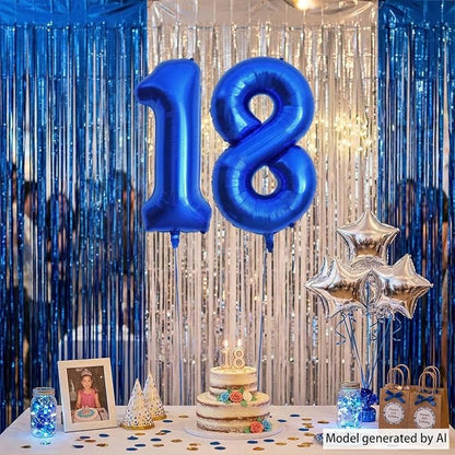 Navy Blue Number 18 Balloon 40 Inch, Shiny Foil Adulthood Party Supplies | - Image 8