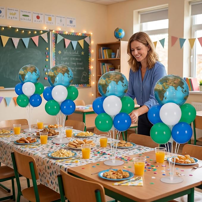 Gejoy 4 Set 40'' Globe Balloon Centerpieces Stands Kit- 22 Inch Earth Planet - Image 7