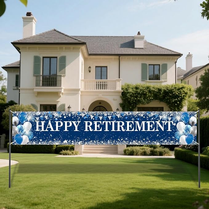 Blue Silver Happy Retirement Banner by Unknown